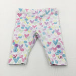 Colourful Hearts White Leggings - Girls Newborn