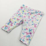 Colourful Hearts White Leggings - Girls Newborn