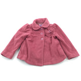 Dusty Pink Fleece Lined Coat with Detachable Flower - Girls 18-24 Months