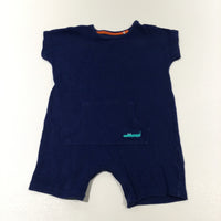 Crocodile Embroidered Navy Jersey Short Romper - Boys 6-9 Months