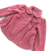 Dusty Pink Fleece Lined Coat with Detachable Flower - Girls 18-24 Months