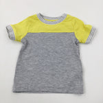 Yellow & Grey Cotton T-Shirt - Boys 6-9 Months