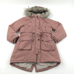 Dusty Pink Parka with Fluffy Lining - Girls 10 Years