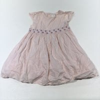 Pale Pink Spotty Cotton Party Dress with Cotton & Net Underskirt - Girls 9-12 Months