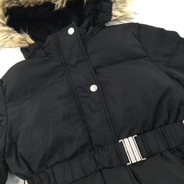 Girls black belted outlet coat