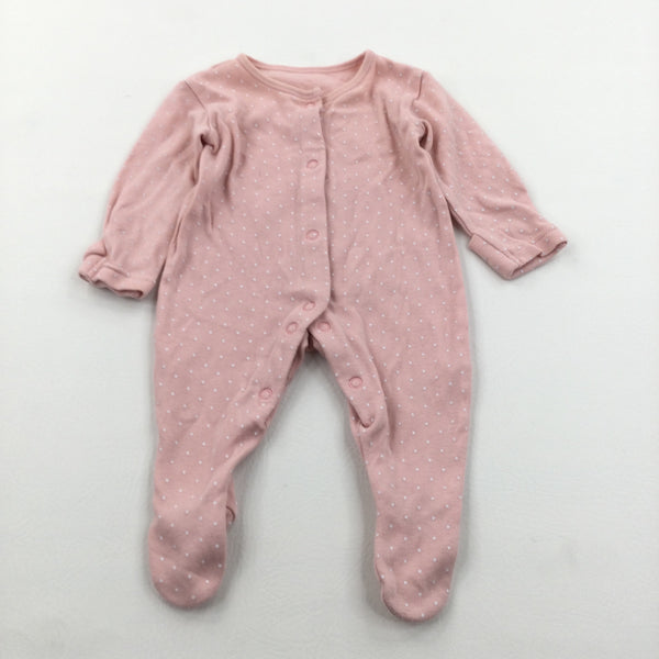 Spotty Peach Babygrow with Integrated Mitts - Girls Newborn