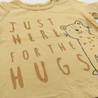 'Just Here For The Hugs' Leopard Yellow T-Shirt - Boys 0-3 Months