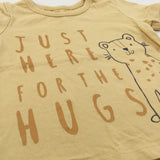 'Just Here For The Hugs' Leopard Yellow T-Shirt - Boys 0-3 Months