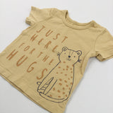 'Just Here For The Hugs' Leopard Yellow T-Shirt - Boys 0-3 Months