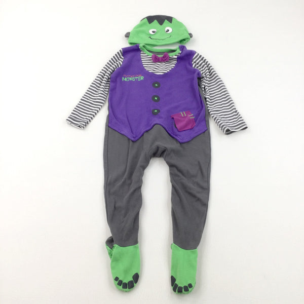 'Mummy's Little Monster' Purple & Grey Halloween Costume Babygrow - Boys 12-18 Months