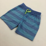 Blue Striped Lightweight Jersey Shorts - Boys/Girls 9-12 Months