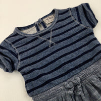 Striped Blue Dress With Pockets - Girls 6-9 Months