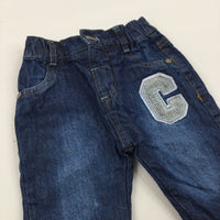 'C' Dark Blue Lined Denim Jeans - Boys 0-3 Months