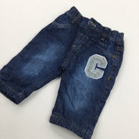 'C' Dark Blue Lined Denim Jeans - Boys 0-3 Months