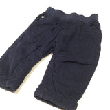 Lined Navy Corduroy Pull On Trousers - Boys 3-6 Months