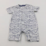 Panda Faces Blue & Grey Jersey Romper - Boys 0-3 Months