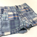 Blue, White & Peach Checked Cotton Shorts - Boys 6-12 Months
