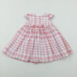 Pink & White Checked Lined Dress - Girls 6-9 Months