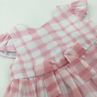 Pink & White Checked Lined Dress - Girls 6-9 Months