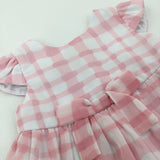 Pink & White Checked Lined Dress - Girls 6-9 Months