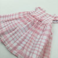 Pink & White Checked Lined Dress - Girls 6-9 Months