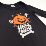 'Halloween' Pumpkin Black Jersey Halloween Romper - Boys/Girls 12-18 Months