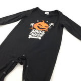 'Halloween' Pumpkin Black Jersey Halloween Romper - Boys/Girls 12-18 Months