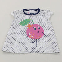 Cherry Spotty Navy & White T-Shirt - Girls 0-3 Months