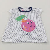 Cherry Spotty Navy & White T-Shirt - Girls 0-3 Months