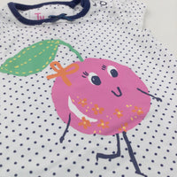 Cherry Spotty Navy & White T-Shirt - Girls 0-3 Months