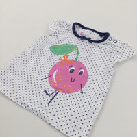 Cherry Spotty Navy & White T-Shirt - Girls 0-3 Months