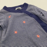Stars Embroidered Navy & White Striped Babygrow - Girls 0-3 Months