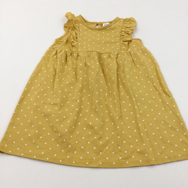 Spotty Mustard Yellow Lightweight Jersey Dress - Girls 2-3 Years