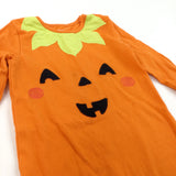 Pumpkin Face Appliqued Orange Halloween Babygrow - Boys/Girls 12-18 Months