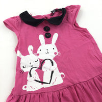 Rabbits Pink & Black Lightweight Jersey Dress - Girls 18-24 Months