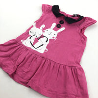 Rabbits Pink & Black Lightweight Jersey Dress - Girls 18-24 Months