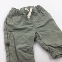 Sage Green Lined Cotton Trousers - Boys Newborn