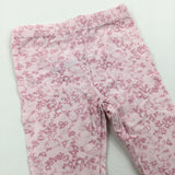 Cats & Flowers Pink Leggings - Girls 0-3 Months