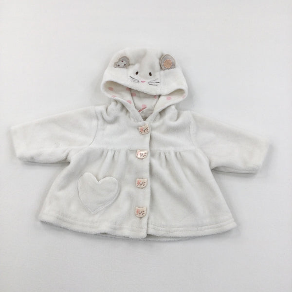 Cat Fluffy Button Up Coat - Girls Newborn