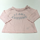 'I Am Awesome' Pink Long Sleeve Top - Girls 0-3 Months