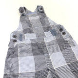 Blue, White & Navy Checked Lightweight Cotton Short Dungarees - Boys 9-12 Months