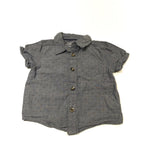 Spots Pattern Dark Blue Cotton Shirt - Boys 6-9 Months