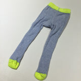Lime Green & Blue Ribbed Tights - Girls 0-3 Months
