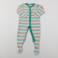 Colourful Striped Cotton Babygrow - Boys 9-12 Months