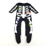 Skeleton & Spiders Black & White Babygrow - Boys/Girls 9-12 Months
