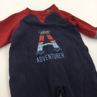 'Adventurer' Appliqued Navy, Red & Grey Jersey Romper - Boys Newborn