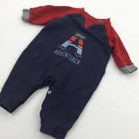 'Adventurer' Appliqued Navy, Red & Grey Jersey Romper - Boys Newborn