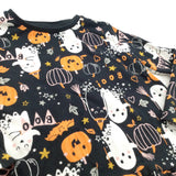 Pumpkins & Ghosts Black, White & Orange Jersey Halloween Dress - Girls 2-3 Years