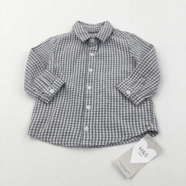 **NEW** Grey & Cream Checked Cotton Shirt - Boys 3-6 Months