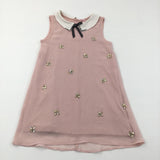 Pink Flower Gems Dress - Girls 7 Years